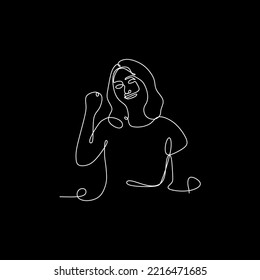 vector line art hold beautiful woman posing