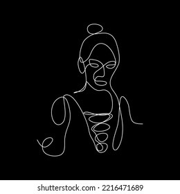 línea vectorial mantener a una mujer hermosa posando