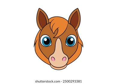 Ilustración animal minimalista de la cara del caballo del arte de la línea del Vector en el fondo blanco