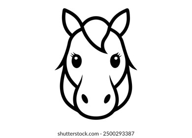 Vector Line Art of Horse Face Minimalist Animal Illustration on White Background