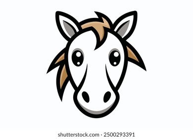 Ilustración animal minimalista de la cara del caballo del arte de la línea del Vector en el fondo blanco