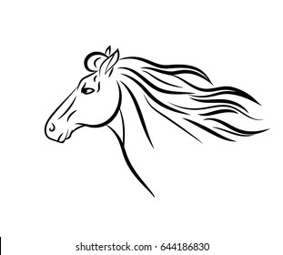 Vector Line Art Horse Head Tattoo Stock Vector (Royalty Free) 644186830 ...