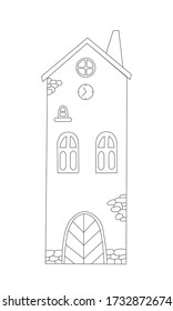 vector line art house black graphic isolated elements	