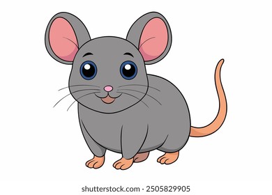 Vector Line Art House Mouse Illustration - Logo Icon and Clipart on White Background