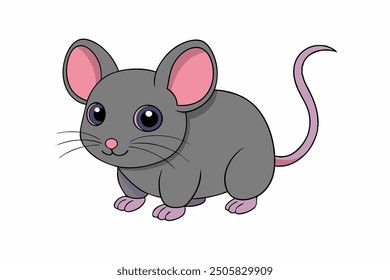 Vector Line Art House Mouse Illustration - Logo Icon and Clipart on White Background