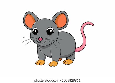 Vector Line Art House Mouse Illustration - Logo Icon and Clipart on White Background