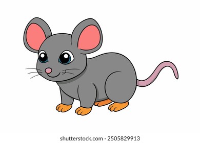 Vector Line Art House Mouse Illustration - Logo Icon and Clipart on White Background