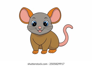 Vector Line Art House Mouse Illustration - Logo Icon and Clipart on White Background