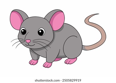 Vector Line Art House Mouse Illustration - Logo Icon and Clipart on White Background