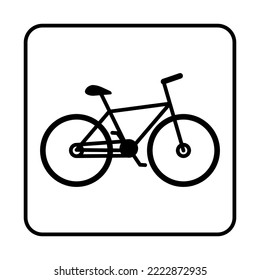 Vector line art icon of a bicycle with line frame