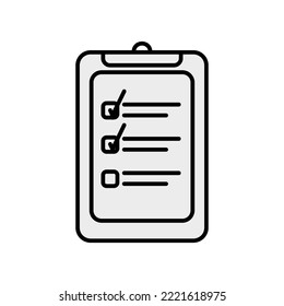 Icono de línea de vector de una hoja de lista de verificación en un portapapeles