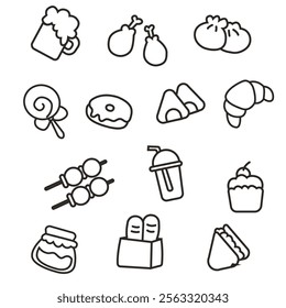 Vector Line Art Icon Food Pack