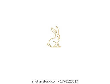 Vector line art icon rabbit. Icons, symbols, logo design element, illustration of stylized cute bunny. Be used for Easter cards, Mid Autumn Festival greetings. Isolated. Flat design, monoline style.