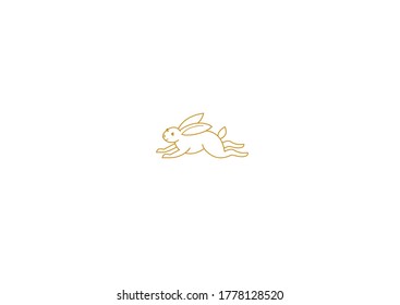 Vector line art icon rabbit. Icons, symbols, logo design element, illustration of stylized cute bunny. Be used for Easter cards, Mid Autumn Festival greetings. Isolated. Flat design, monoline style.