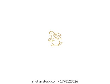 Vector line art icon rabbit. Icons, symbols, logo design element, illustration of stylized cute bunny. Be used for Easter cards, Mid Autumn Festival greetings. Isolated. Flat design, monoline style.