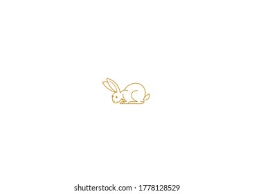 Vector line art icon rabbit. Icons, symbols, logo design element, illustration of stylized cute bunny. Be used for Easter cards, Mid Autumn Festival greetings. Isolated. Flat design, monoline style.