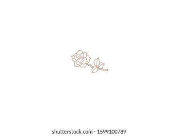 Vector line art icon rose flower isolated on white background. Element for Valentine greeting card, floral illustration, coloring book, tattoo. Romantic symbol for greetings on Valentine 's Day.