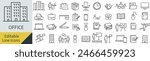 Vector Line Art Icon Set for Office