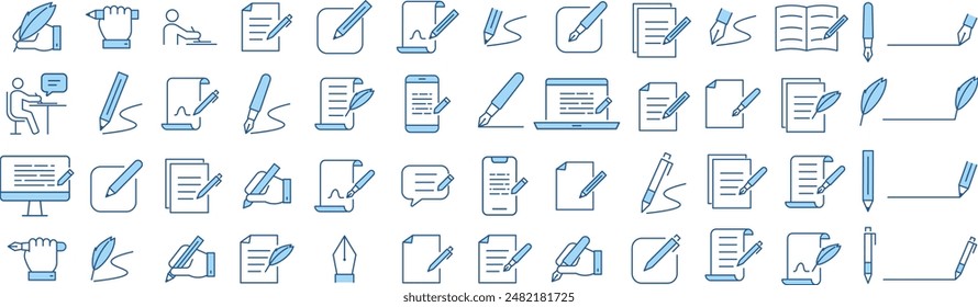 Vector Line Art Icon Set for Writing