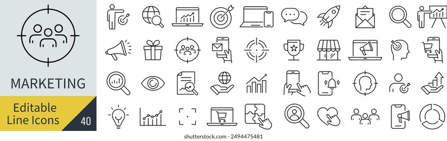 Vector Line Art Icon Set for Marketing