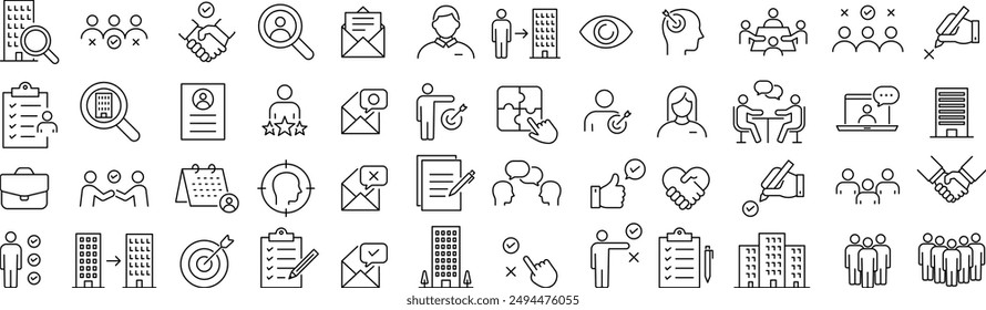 Vector Line Art Icon Set for Human Resources