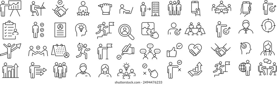 Vector Line Art Icon Set for Businessperson