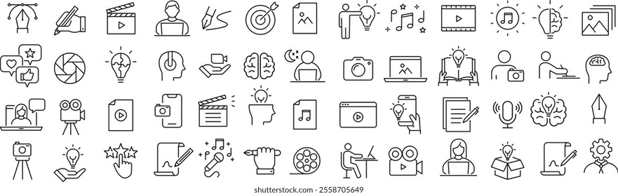 
Vector Line Art Icon Set of Monochrome Creators