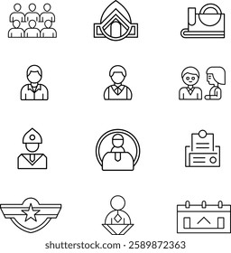 Vector Line Art Icon Set for Human Resources