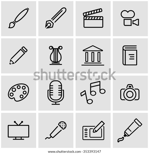 Vector Line Art Icon Set Stock Vector (Royalty Free) 353393147 ...