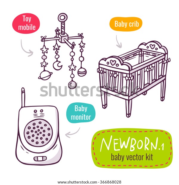 Vector Line Art Icon Set Baby Stock Vector Royalty Free 366868028