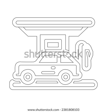 
Vector line art icon of a small petrol station, linear concept, outline sign, symbol. EPS 10.