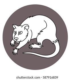 Vector line art icon ugly rat aggressive pest 