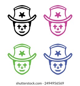 vector line art icons in different colors