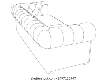 Vector Line Art Illustration of Bed. Ideal for Interior Design and Bedroom Decoration Concepts