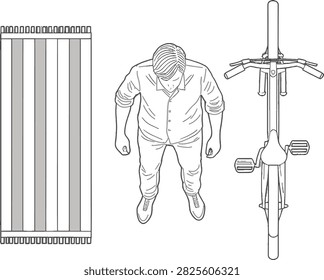 Vector line art illustration of bike repair