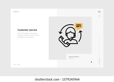 vector line art illustration  black friday icon wrapped with a website landing page template. soft and smooth color design