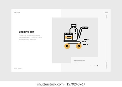 vector line art illustration  black friday icon wrapped with a website landing page template. soft and smooth color design