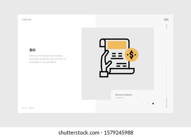 vector line art illustration  black friday icon wrapped with a website landing page template. soft and smooth color design