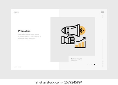 vector line art illustration  black friday icon wrapped with a website landing page template. soft and smooth color design
