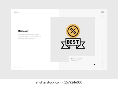 vector line art illustration  black friday icon wrapped with a website landing page template. soft and smooth color design
