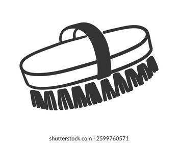 Vector line art illustration of body massage brush