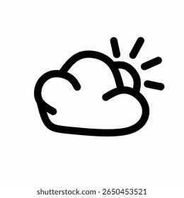 vector line art illustration of a bright shining cloud icon