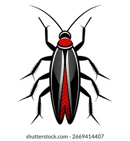 vector line art illustration of cockroach isolated on white background