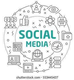 Vector Line Art Illustration in Flat styles social media
