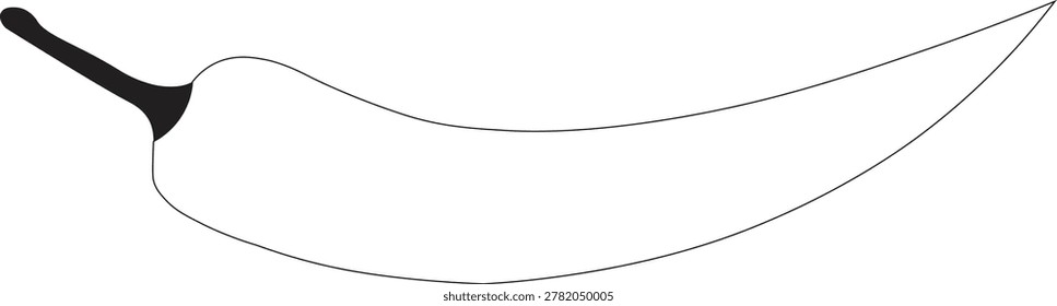Vector line art illustration of a fresh red chilly with clean outlines and modern realistic design. High-quality EPS artwork perfect for spicy food restaurant menus, organic grocery store promotions, hot chili sauce branding, agricultural market posters, social media banners, and creative digital or print graphic design projects.