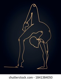 
Vector line art illustration of a girl doing yoga