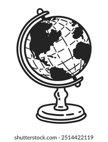 Vector line art illustration of Globe