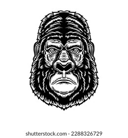 vector line art illustration of a gorilla head