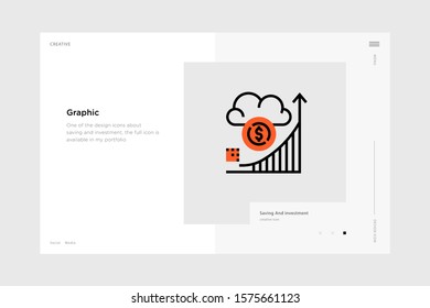 vector line art illustration graphic icon wrapped with a website landing page template. soft and smooth color design