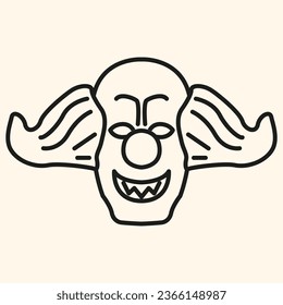 Vector Line art illustration horror clown. Simple outline clown. halloween scary clown
icon lineart for the illustration design, website and graphic design.